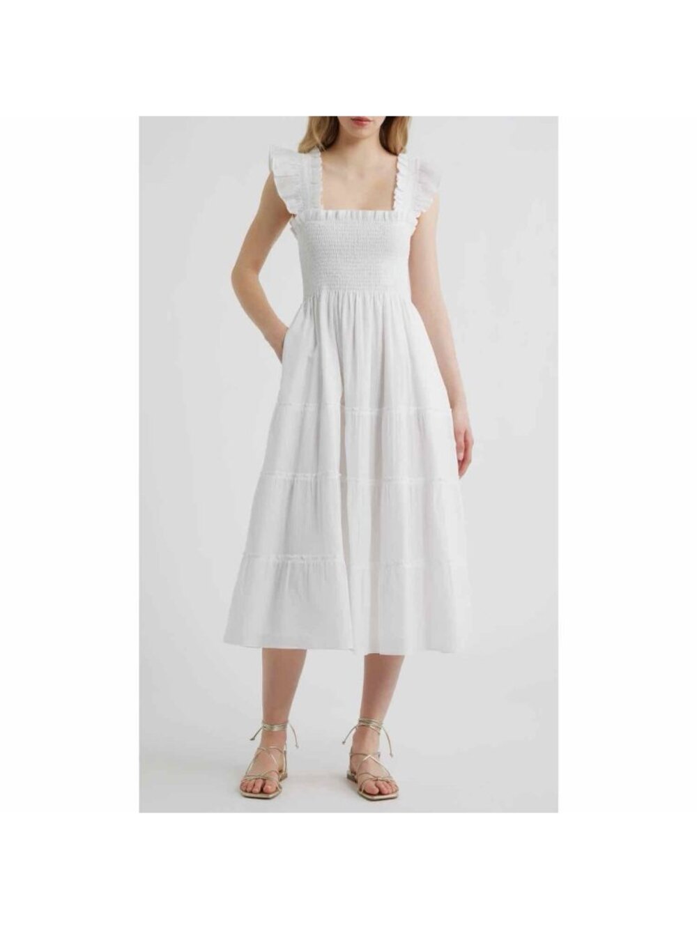 Hill House Home The Ellie Nap Dress White Swiss Dot Size M Cottagecore Prairie